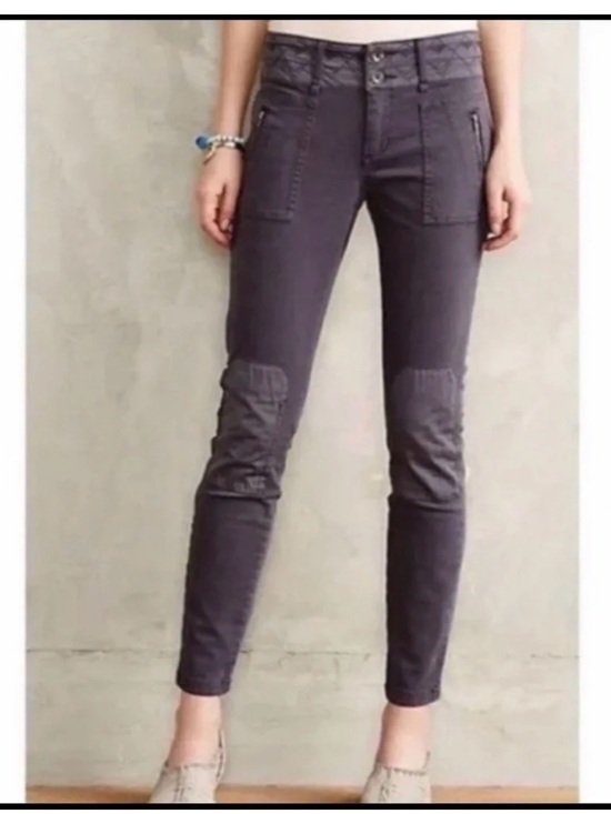Pilcro and the Letterpress Pants - Pilcro and the Letterpress Slim Cargo-Style Skinny Pants in Charcoal Gray